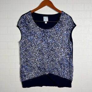 Sunday Womens Cap Sleeve Printed Layer Top Size M